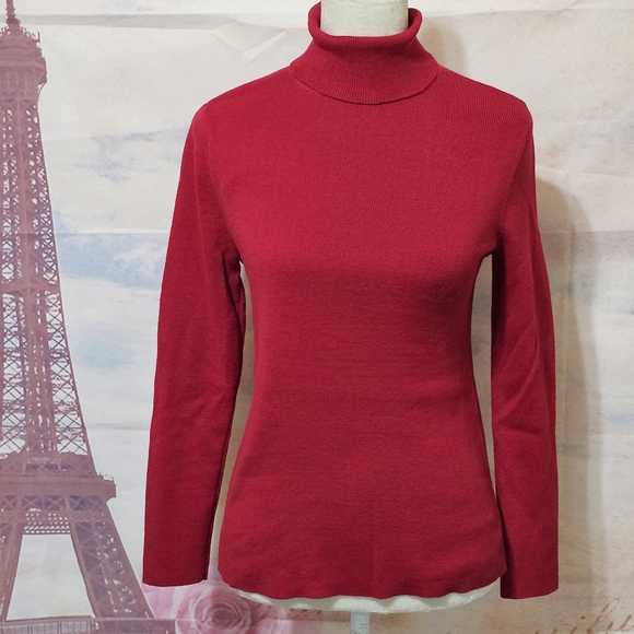 Chico's red turtleneck pullover sweater sz 1P (MP) - Picture 3 of 8